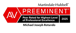 Badge of Martindale-Hubbell AV Preeminent | Peer Rated for Highest Level of Professional Excellence 2025 | Michael Joseph Rotundo